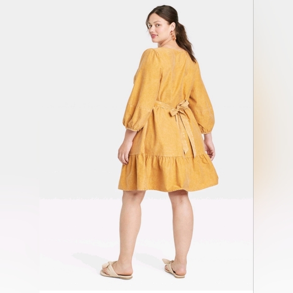 Dress- Plus Size Balloon 3/4 Sleeve A-Line Dress - Ava & Viv - Picture 6 of 10